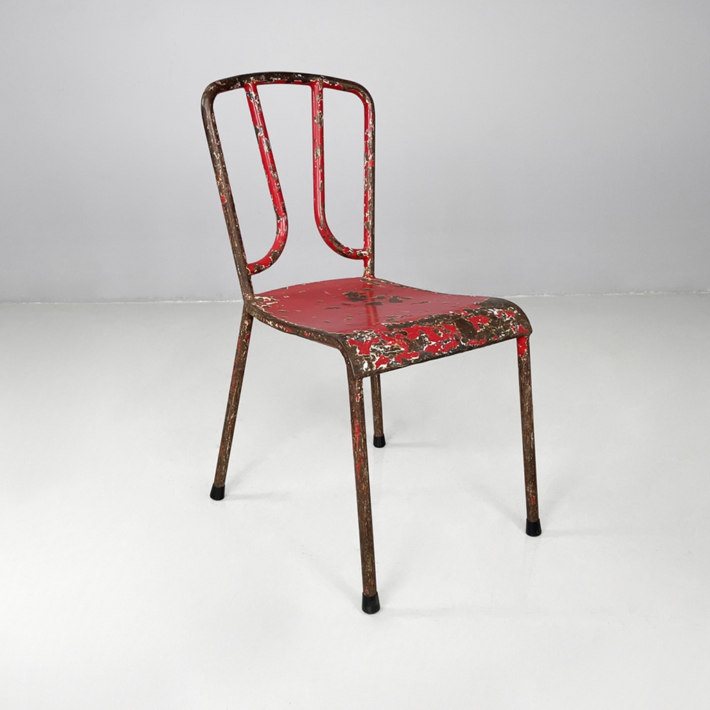 Sedie in metallo rosso, 1940 ca.