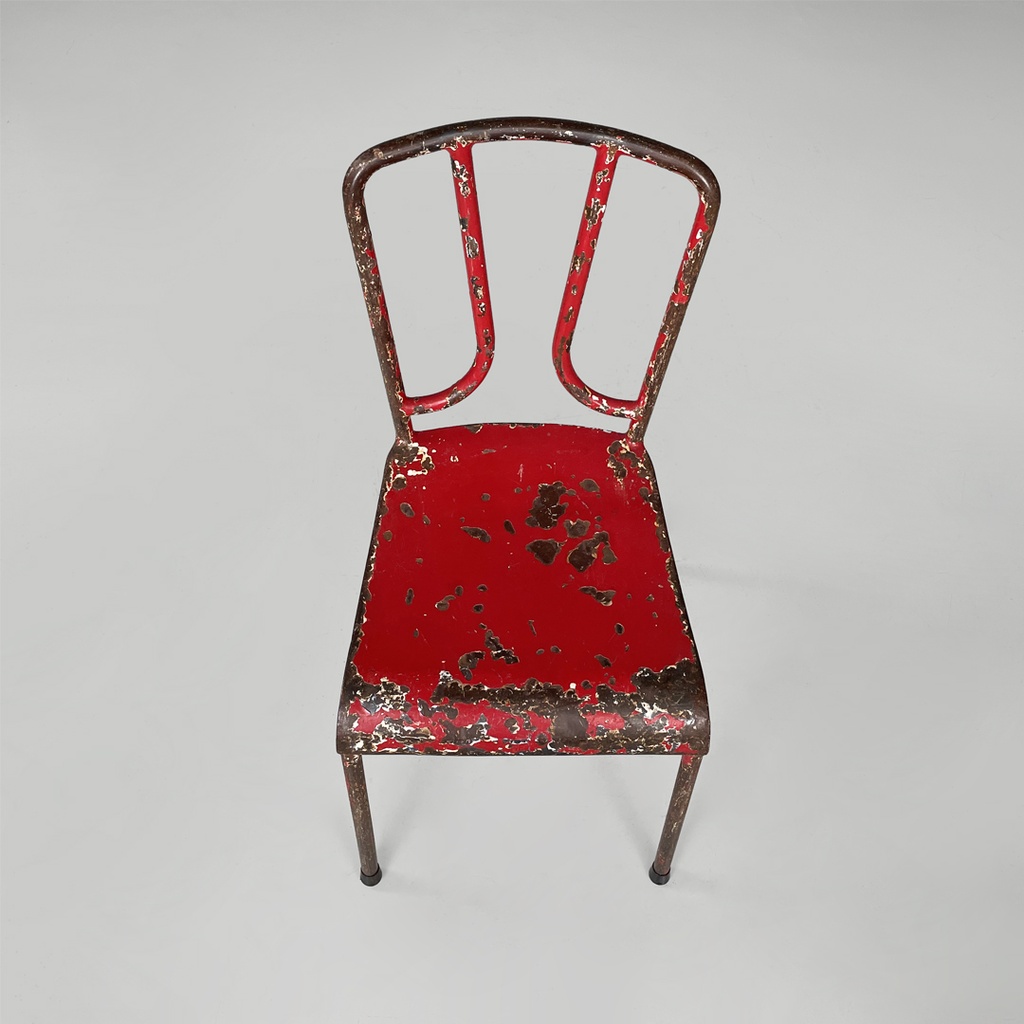 Sedie in metallo rosso, 1940 ca.