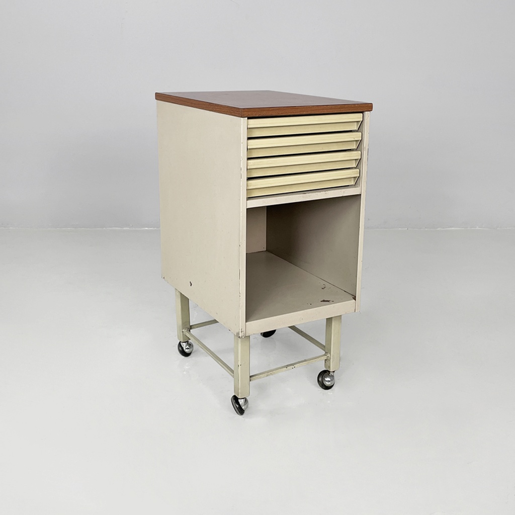 Cassettiera in metallo con ruote, 1950 ca.