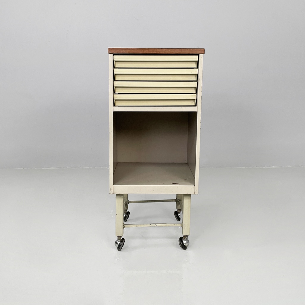 Cassettiera in metallo con ruote, 1950 ca.