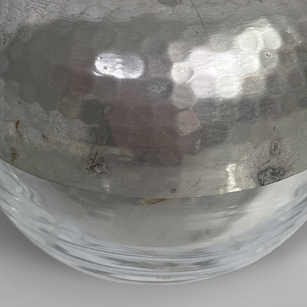 Contenitore in metallo e vetro, 1950 ca.