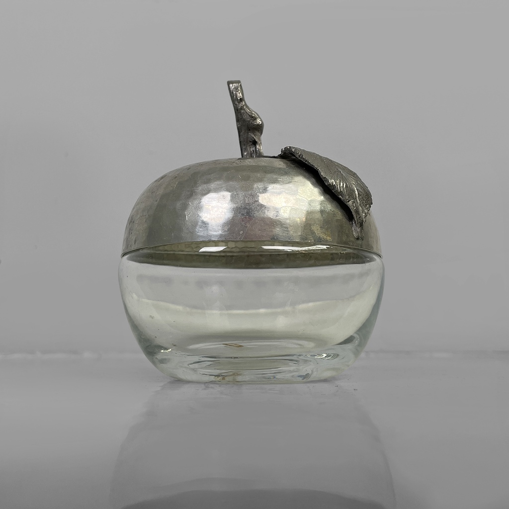 Contenitore in metallo e vetro, 1950 ca.