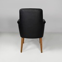 Poltrone in pelle nera e legno, 1960 ca.