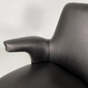 Poltrone in pelle nera e legno, 1960 ca.