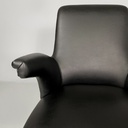 Poltrone in pelle nera e legno, 1960 ca.