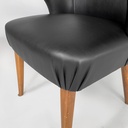 Poltrone in pelle nera e legno, 1960 ca.