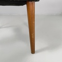 Poltrone in pelle nera e legno, 1960 ca.