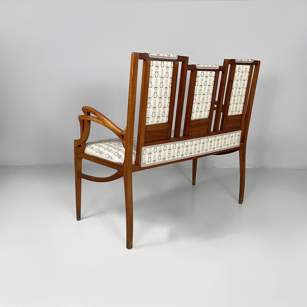 Panca in tessuto e legno, 1930 ca.