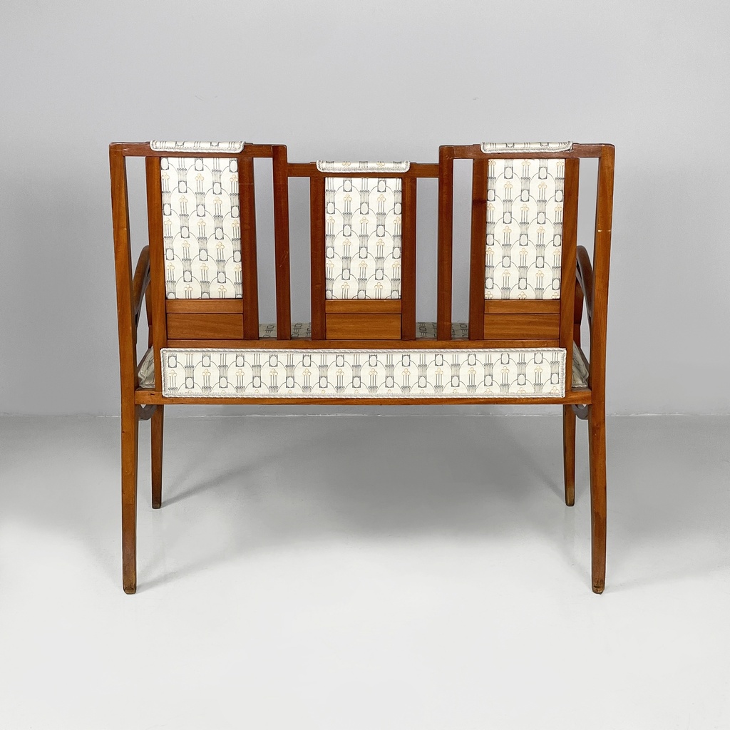 Panca in tessuto e legno, 1930 ca.