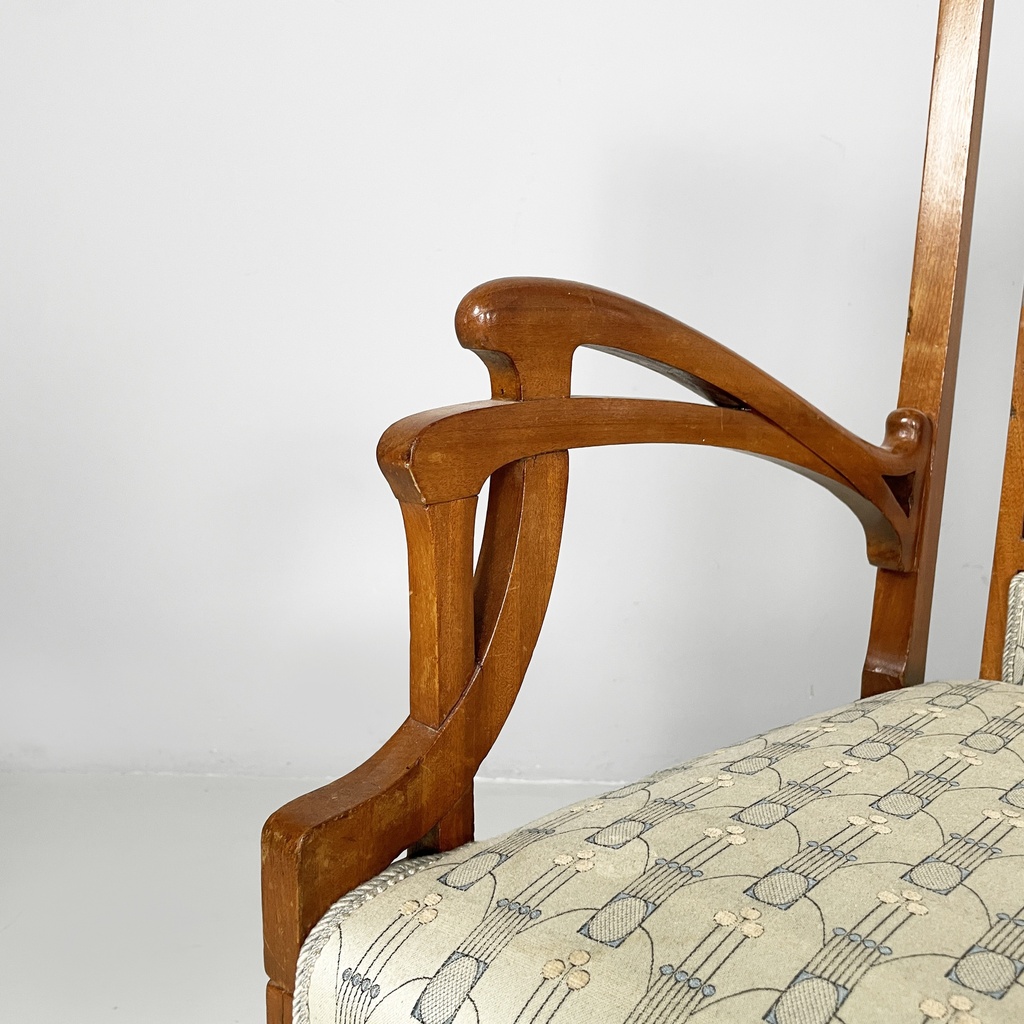 Panca in tessuto e legno, 1930 ca.