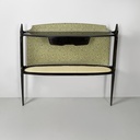 Consolle in legno, tessuto e paglia, 1950 ca.