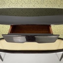 Consolle in legno, tessuto e paglia, 1950 ca.