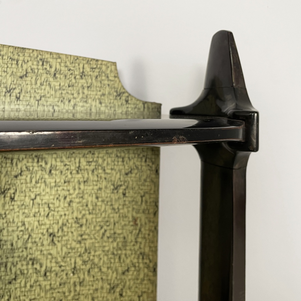 Consolle in legno, tessuto e paglia, 1950 ca.