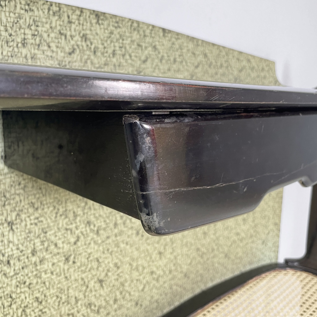 Consolle in legno, tessuto e paglia, 1950 ca.