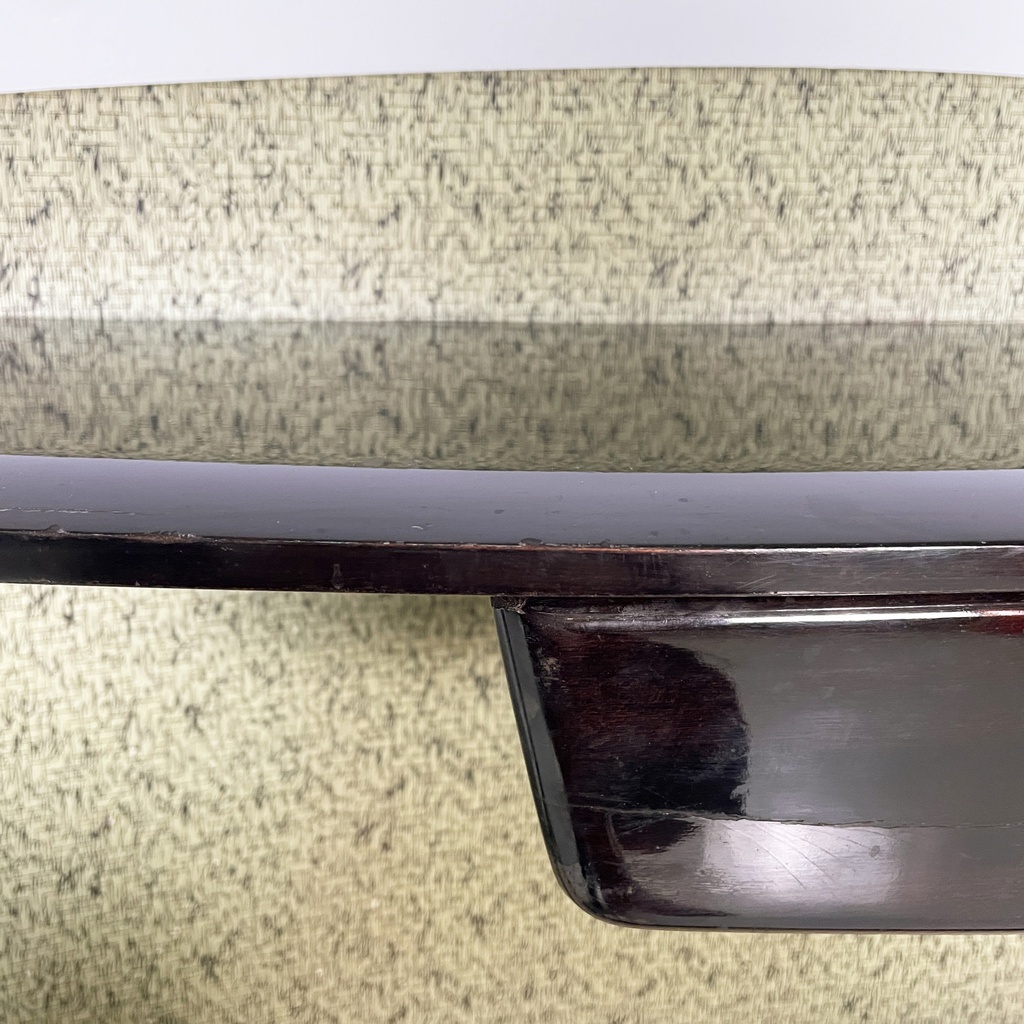 Consolle in legno, tessuto e paglia, 1950 ca.