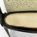 Consolle in legno, tessuto e paglia, 1950 ca.