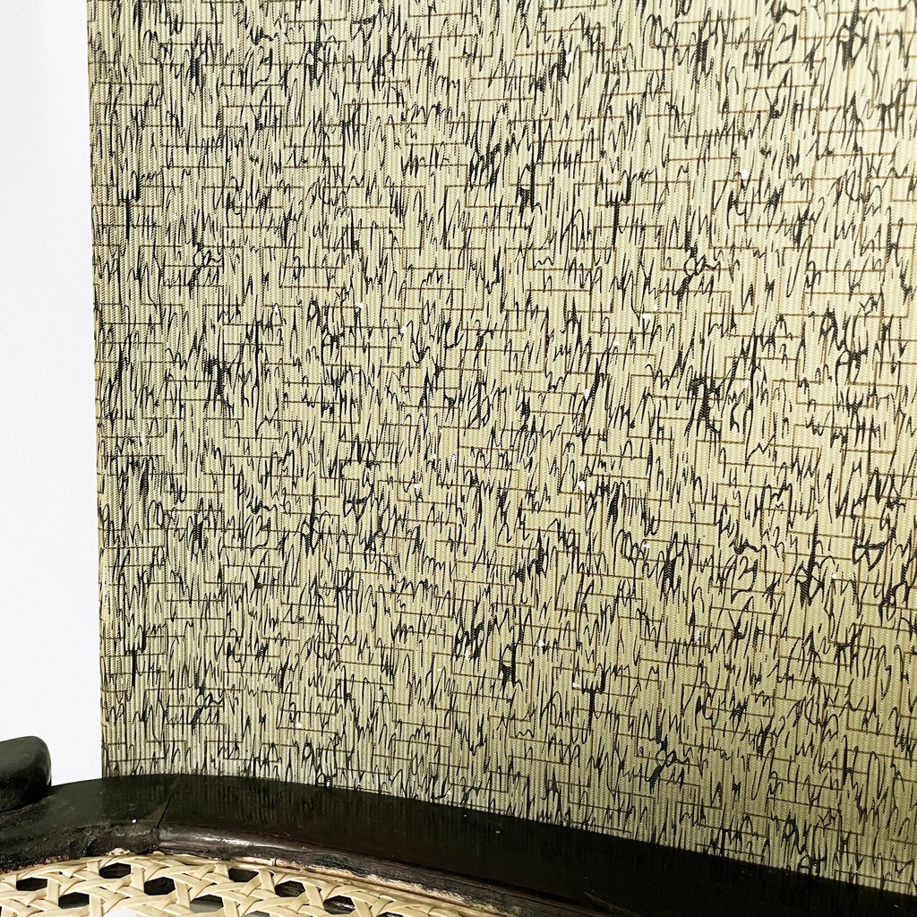 Consolle in legno, tessuto e paglia, 1950 ca.