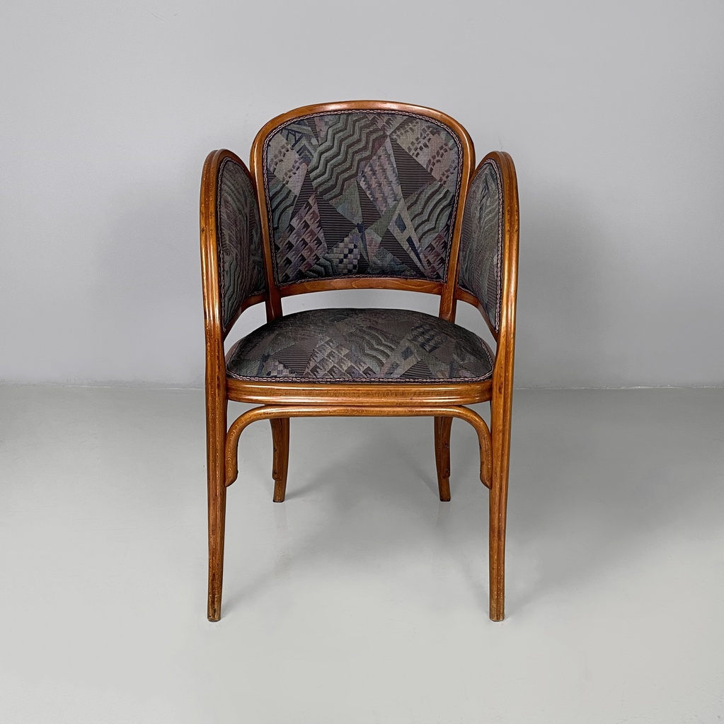 Sedia in legno e tessuto a fantasia, 1930 ca.