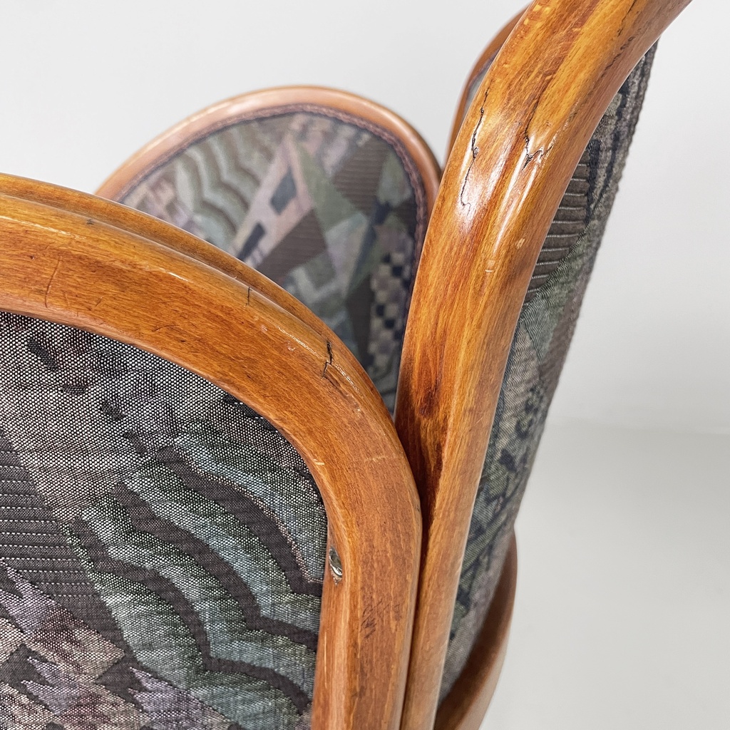 Sedia in legno e tessuto a fantasia, 1930 ca.