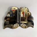 Specchio da parete con decori in tessuto, 1940 ca.