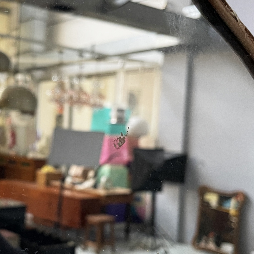 Specchio da parete con decori in tessuto, 1940 ca.