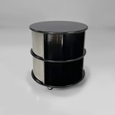 Comodino in acciaio e legno, 1970 ca.