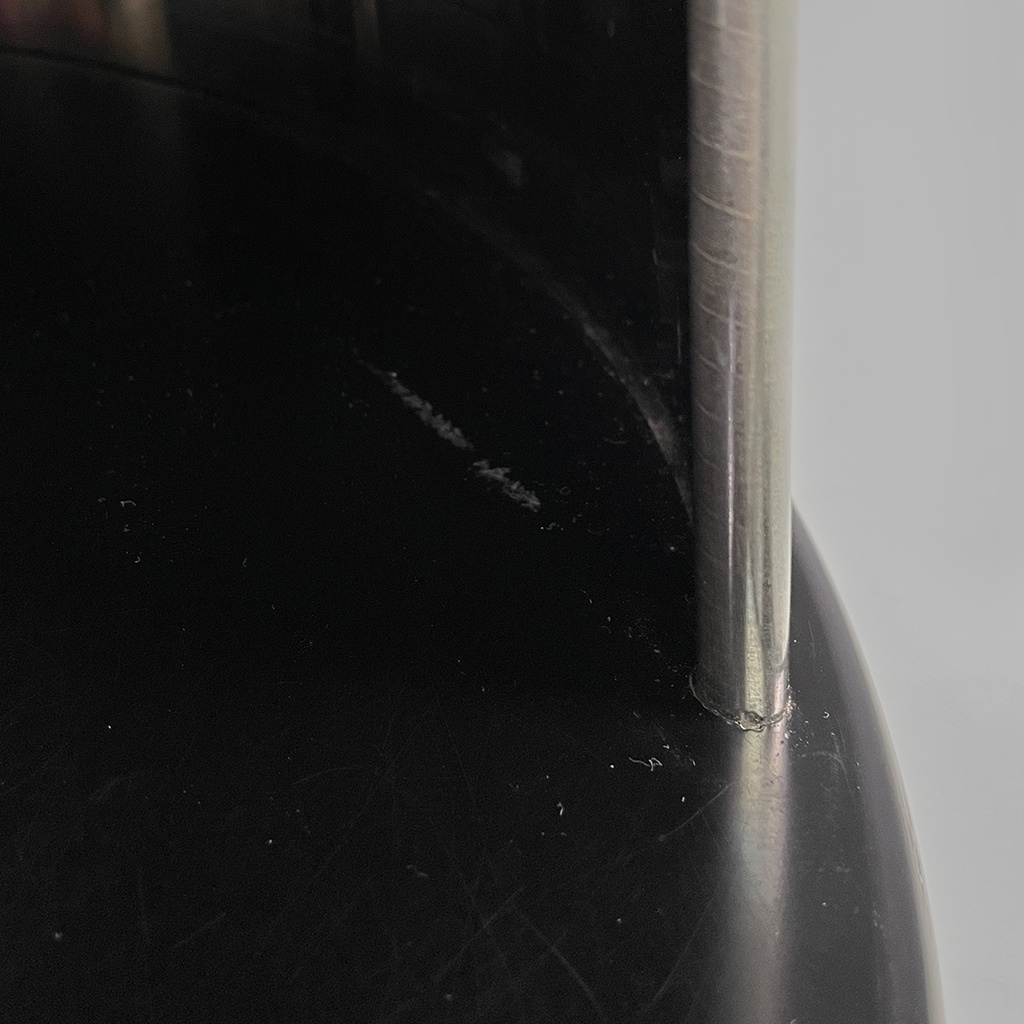 Comodino in acciaio e legno, 1970 ca.