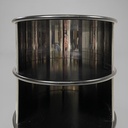 Comodino in acciaio e legno, 1970 ca.