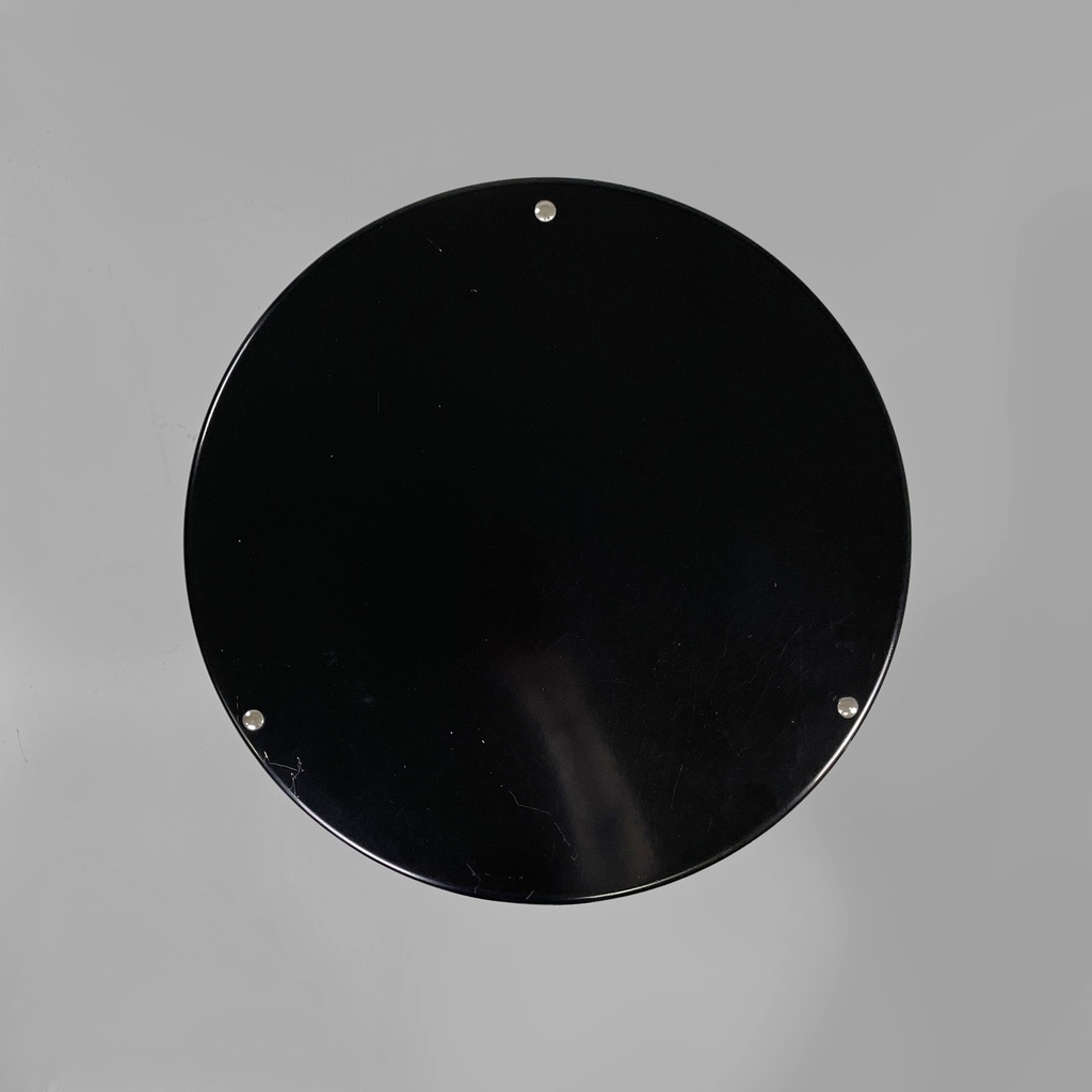 Comodino in acciaio e legno, 1970 ca.