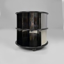 Comodino in acciaio e legno, 1970 ca.