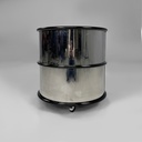 Comodino in acciaio e legno, 1970 ca.