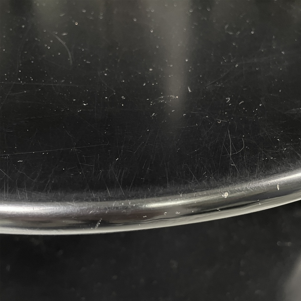 Comodino in acciaio e legno, 1970 ca.