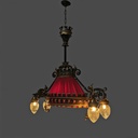 Lampadario in metallo e tessuto rosso, 1940 ca.