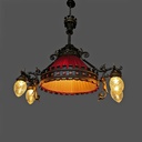 Lampadario in metallo e tessuto rosso, 1940 ca.