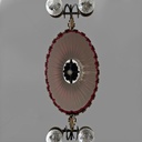 Lampadario in metallo e tessuto rosso, 1940 ca.