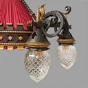 Lampadario in metallo e tessuto rosso, 1940 ca.