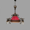 Lampadario in metallo e tessuto rosso, 1940 ca.