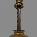 Lampadario in metallo e tessuto rosso, 1940 ca.