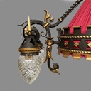 Lampadario in metallo e tessuto rosso, 1940 ca.