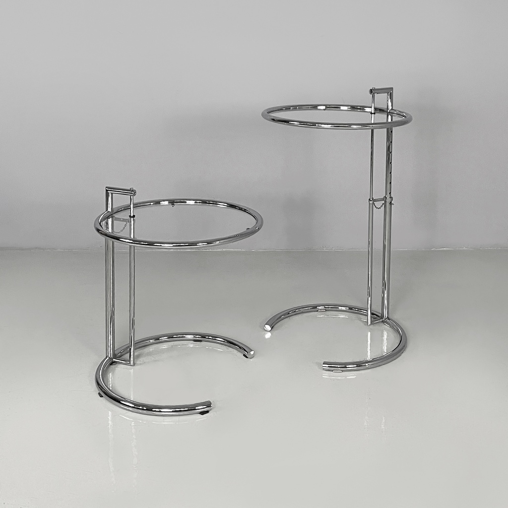 Tavoli da caffè in acciaio e vetro, 1980 ca.