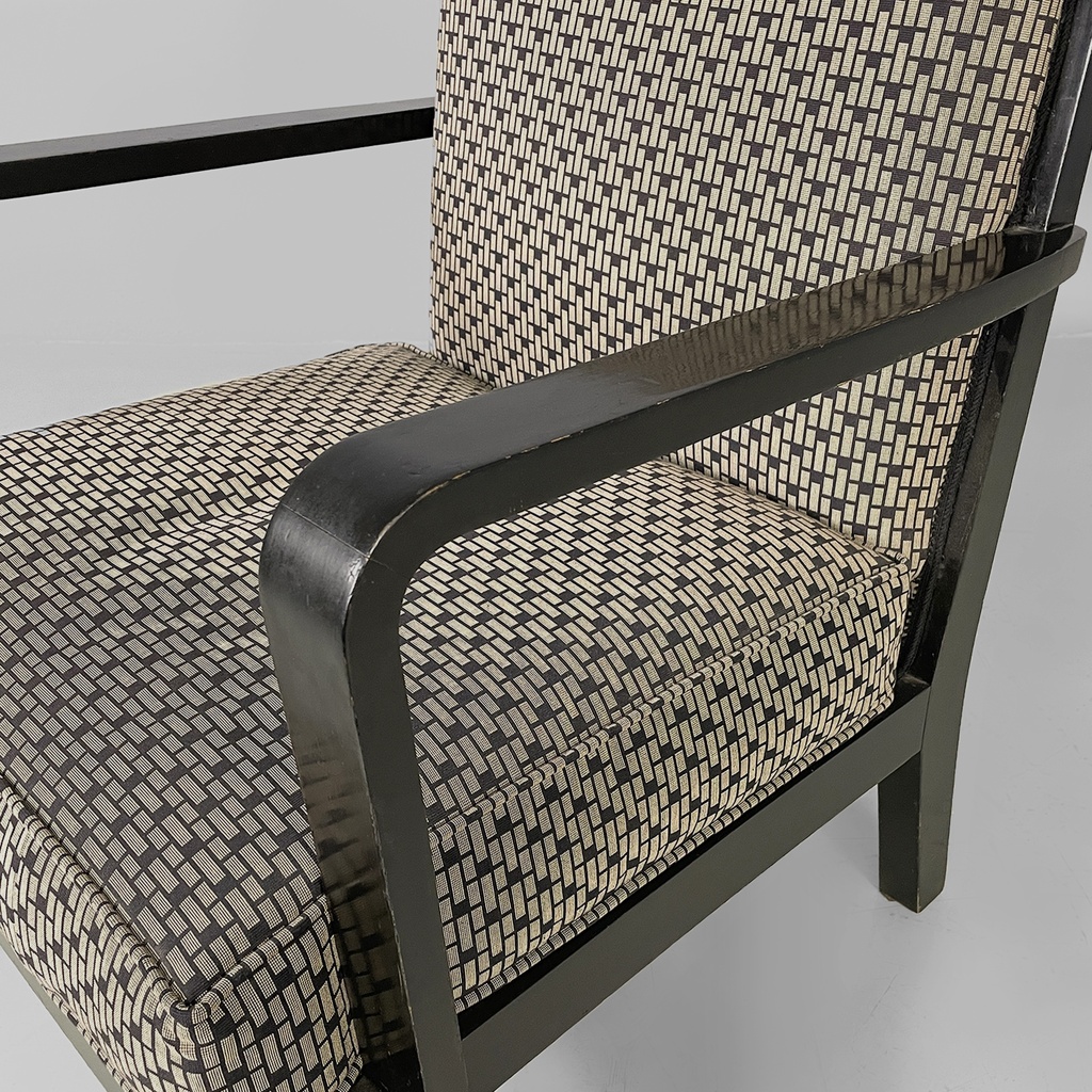 Poltrone in tessuto e legno, 1930 ca.