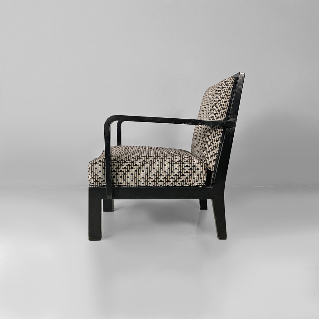 Poltrone in tessuto e legno, 1930 ca.