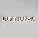 Insegna Lufthansa in plexiglass bianco, 1970 ca.