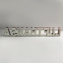 Insegna Lufthansa in plexiglass bianco, 1970 ca.