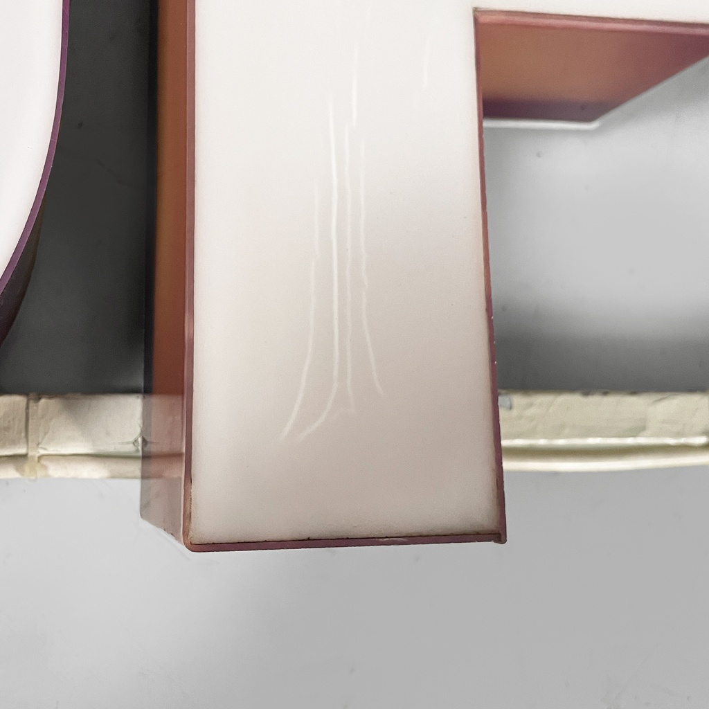 Insegna Lufthansa in plexiglass bianco, 1970 ca.