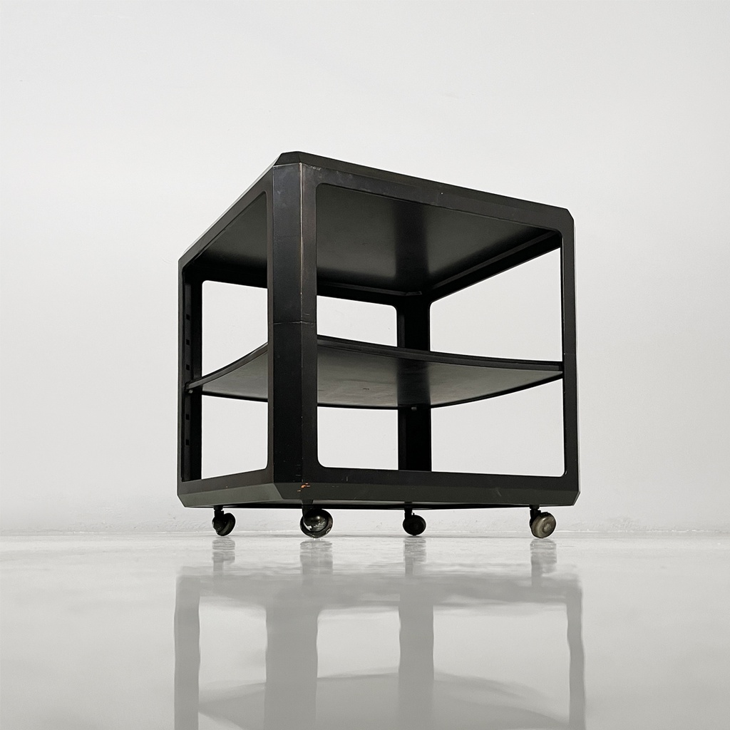 Carrello in legno nero, 1970 ca.