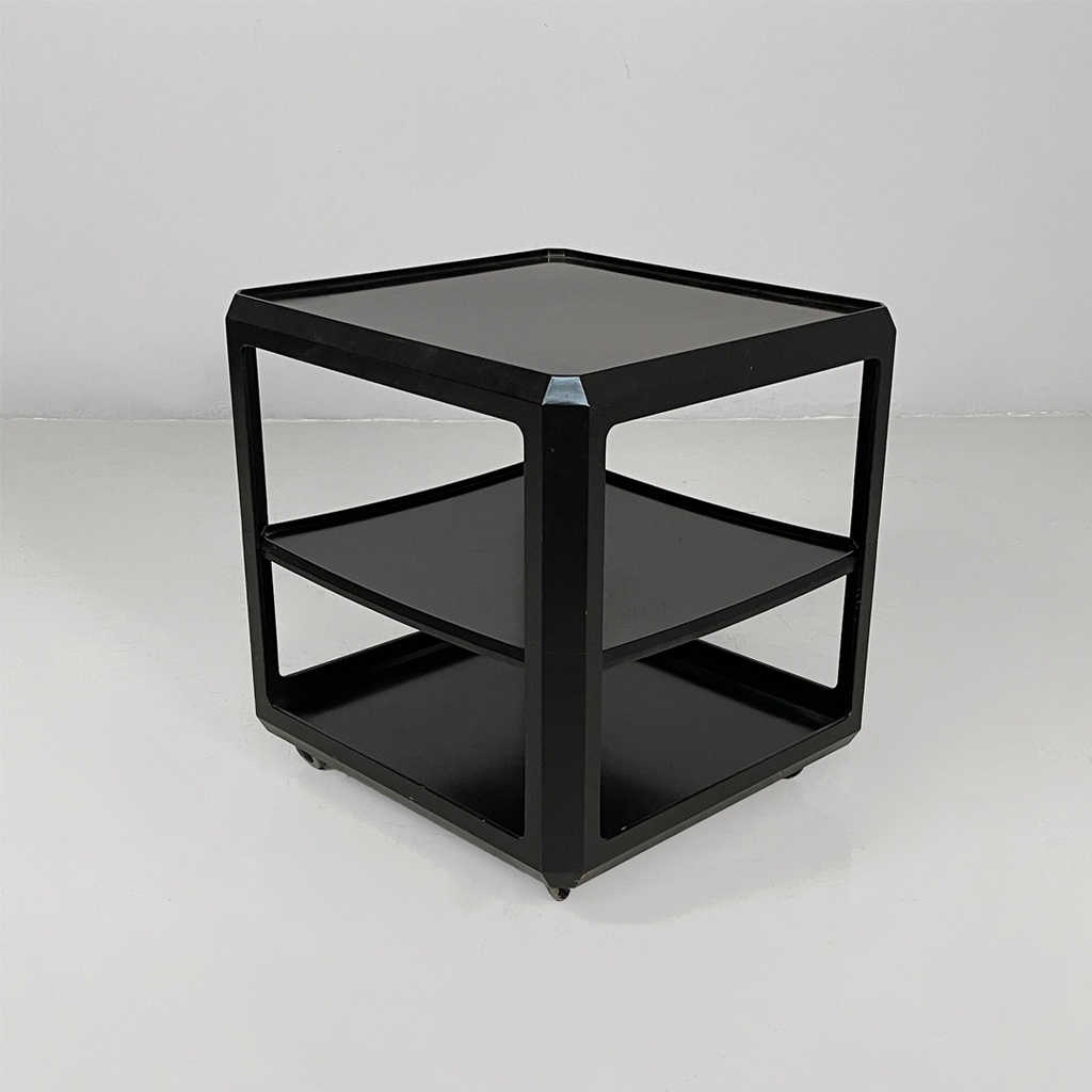 Carrello in legno nero, 1970 ca.
