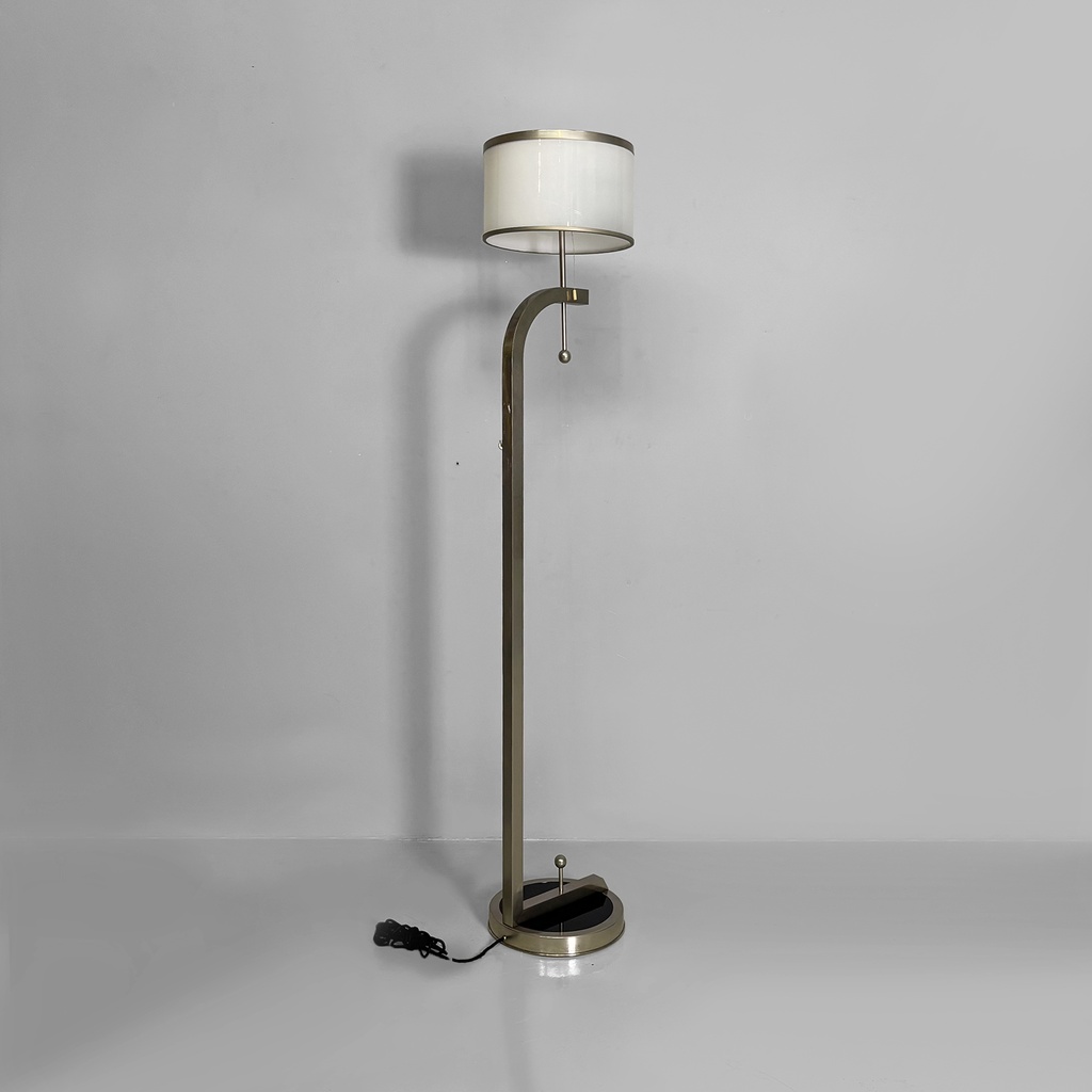 Lampada da terra in acciaio e vetro, 1940 ca.