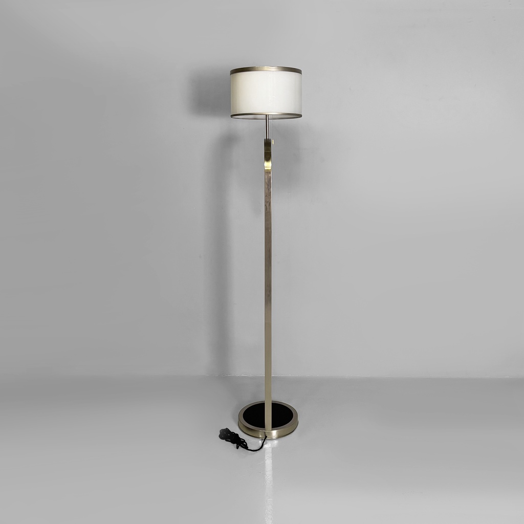 Lampada da terra in acciaio e vetro, 1940 ca.