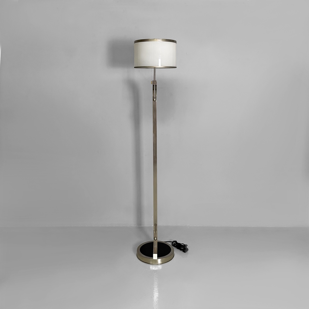 Lampada da terra in acciaio e vetro, 1940 ca.